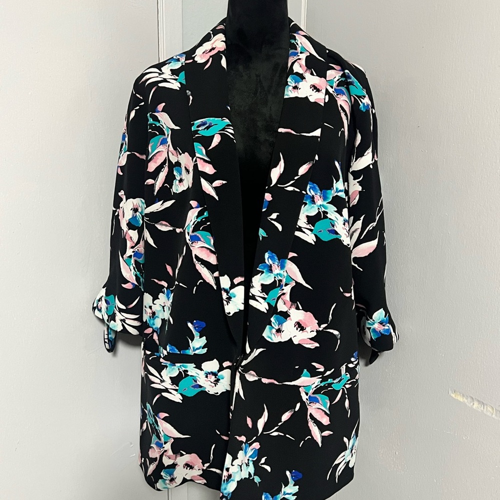 Floral Print Open Blazer & Pant Suit